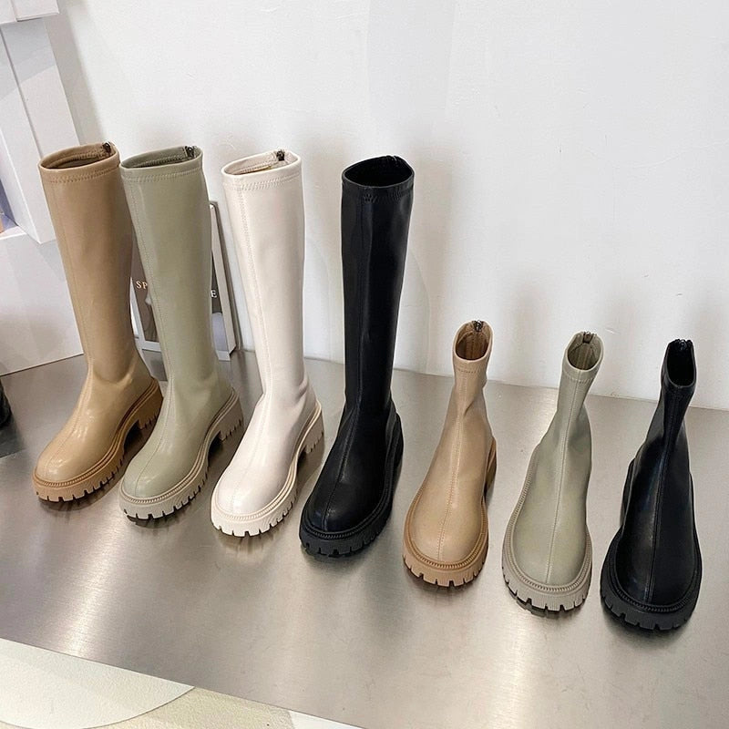 Bottes Mi-Mollet et Longues en Cuir Synthetique - Style elegant et Confort Hivernal
