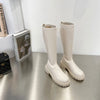 Bottes Mi-Mollet et Longues en Cuir Synthetique - Style elegant et Confort Hivernal blanc1