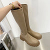 Bottes Mi-Mollet et Longues en Cuir Synthetique - Style elegant et Confort Hivernal kaki4