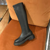 Bottes Mi-Mollet et Longues en Cuir Synthetique - Style elegant et Confort Hivernal noir1