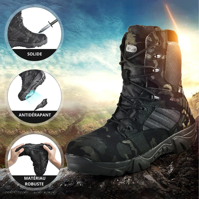 Bottes Tactiques Randonnee Legeres et Antiderapantes - Pour Hommes camouflage2