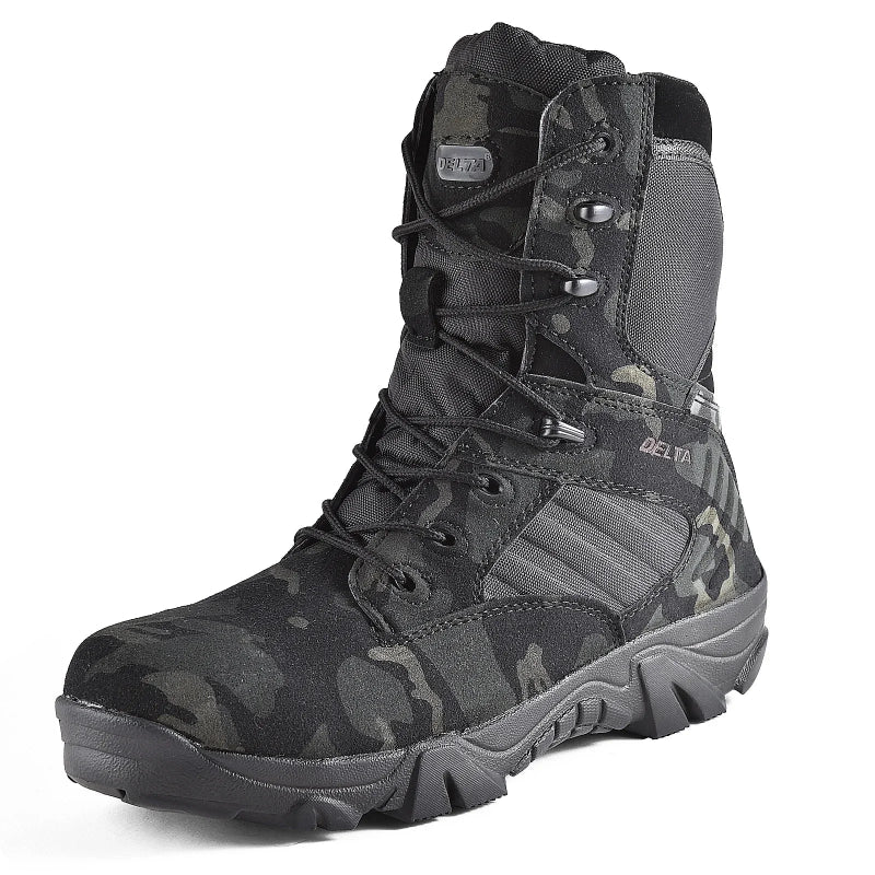 Bottes Tactiques Randonnee Legeres et Antiderapantes - Pour Hommes camouflage noir