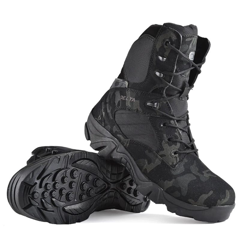Bottes Tactiques Randonnee Legeres et Antiderapantes - Pour Hommes camouflage noir1