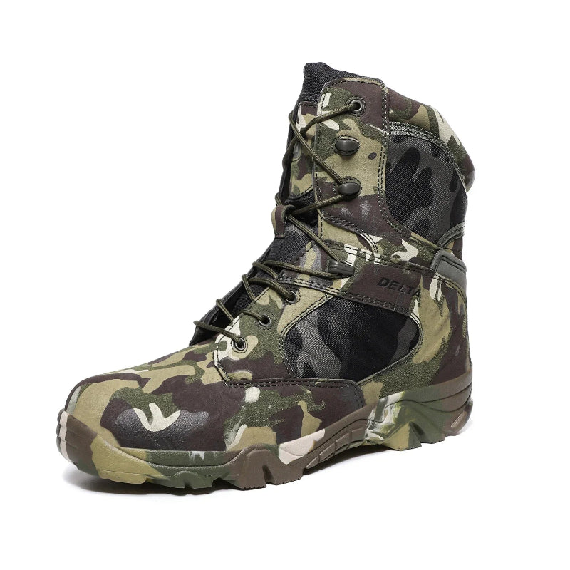Bottes Tactiques Randonnee Legeres et Antiderapantes - Pour Hommes camouflage vert