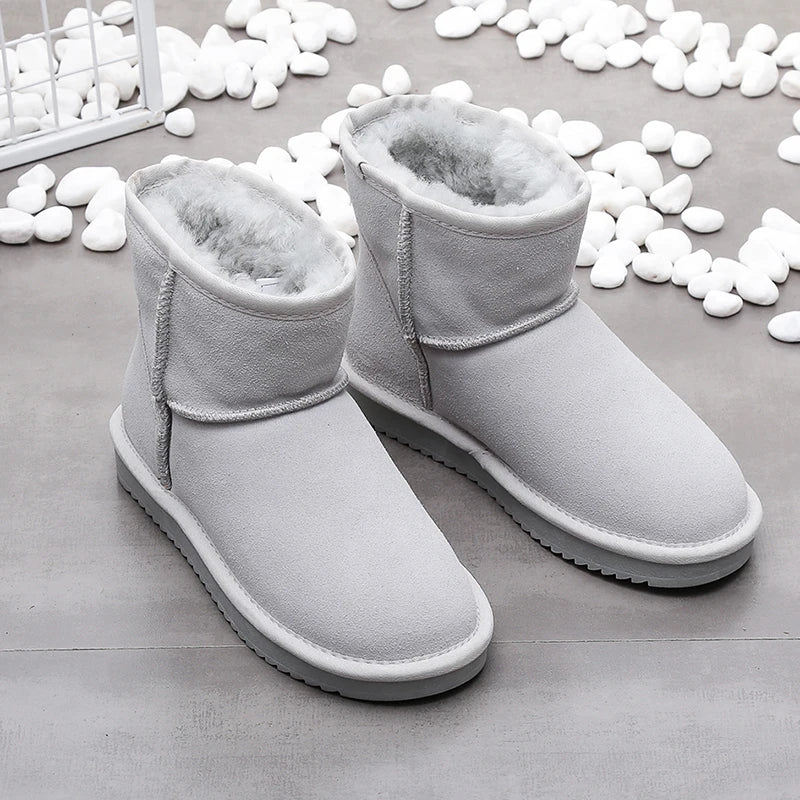 Bottines d'Hiver en Daim et doublure en fourrure - Unisexe blanc