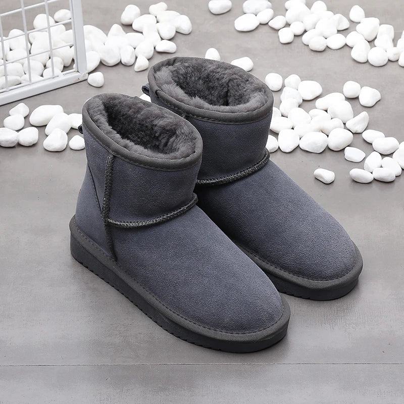 Bottines d'Hiver en Daim et doublure en fourrure - Unisexe gris