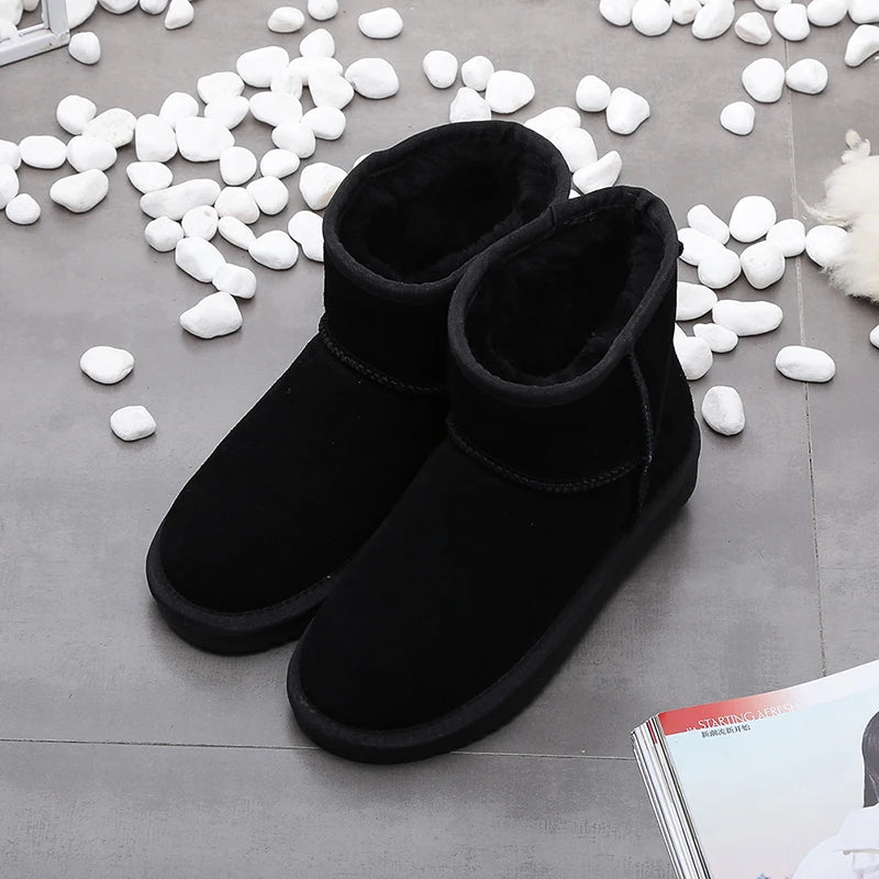 Bottines d'Hiver en Daim et doublure en fourrure - Unisexe noir
