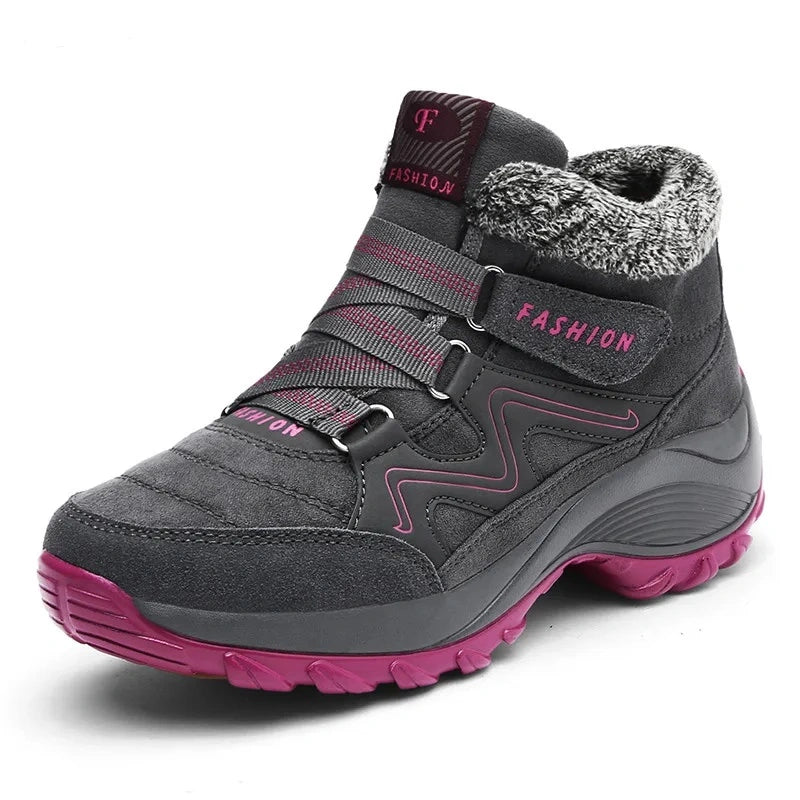 Bottines d'Hiver et Randonnee Confortables avec Doublure en Fourrure - Pour Femmes gris3