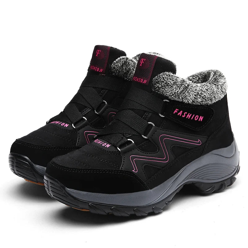 Bottines d'Hiver et Randonnee Confortables avec Doublure en Fourrure - Pour Femmes noir1