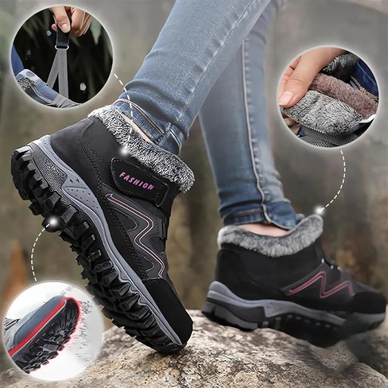 Bottines d'Hiver et Randonnee Confortables avec Doublure en Fourrure - Pour Femmes noir3
