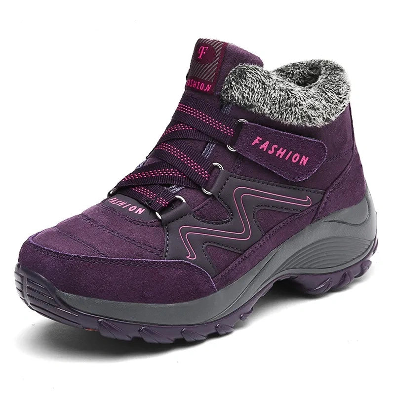 Bottines d'Hiver et Randonnee Confortables avec Doublure en Fourrure - Pour Femmes violet2