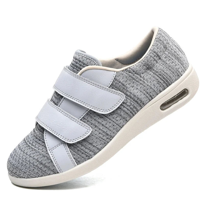 Chaussures Orthopédiques avec Fermeture Autoagrippante et à Double Sangle-gris clair