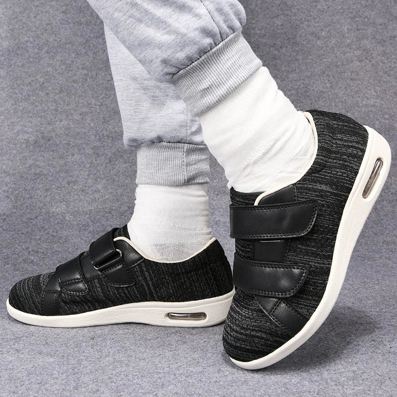 Chaussures Orthopédiques avec Fermeture Autoagrippante et à Double Sangle-noir gris1