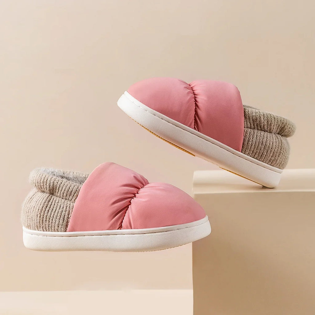 Pantoufles D'Hiver Femme Ballerines Fermées Velours Peluche - Chaussons Chauds Confortables