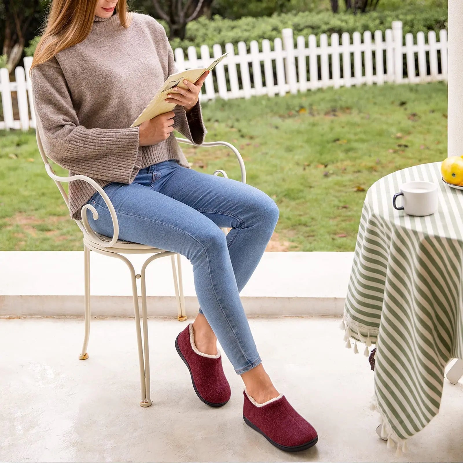 Chaussons d'hiver en mousse à mémoire pour femme