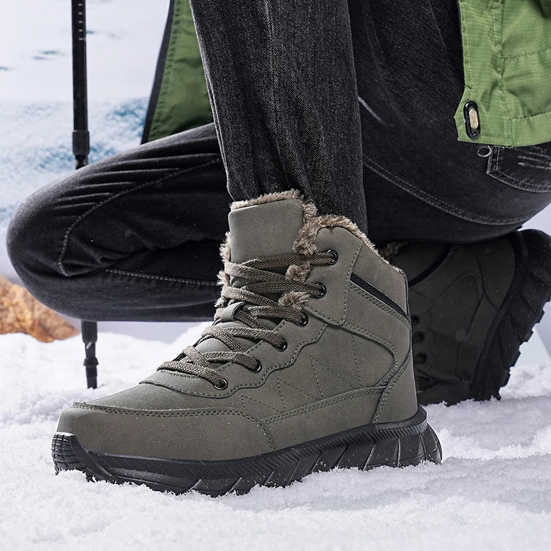 Bottes D'hiver Homme Imperméables - Tige Courte, Légères, Doublure Fourrure, Semelle Antidérapante, Pour Randonnée, Ville