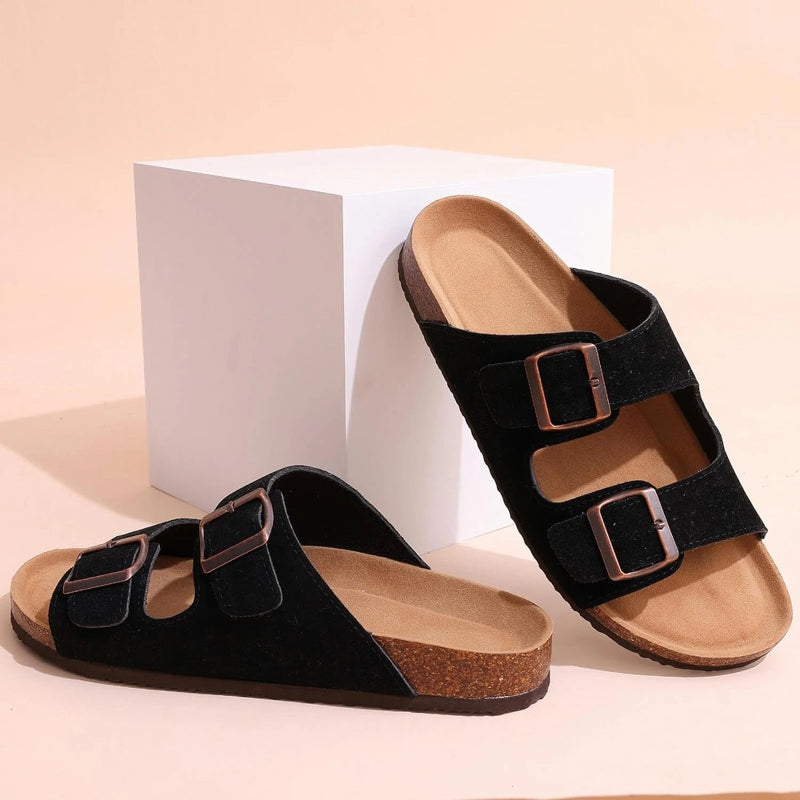 Sandales Legeres a Double Boucle noir1