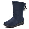 bottes de Neige Mi-Mollet Doublees en Peluche et Impermeables pour Femmes bleu1