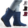 bottes de Neige Mi-Mollet Doublees en Peluche et Impermeables pour Femmes bleu