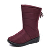 bottes de Neige Mi-Mollet Doublees en Peluche et Impermeables pour Femmes rouge2